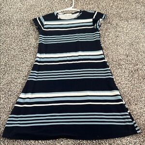 Ultra Flirt Navy and Light Blue Striped Dress